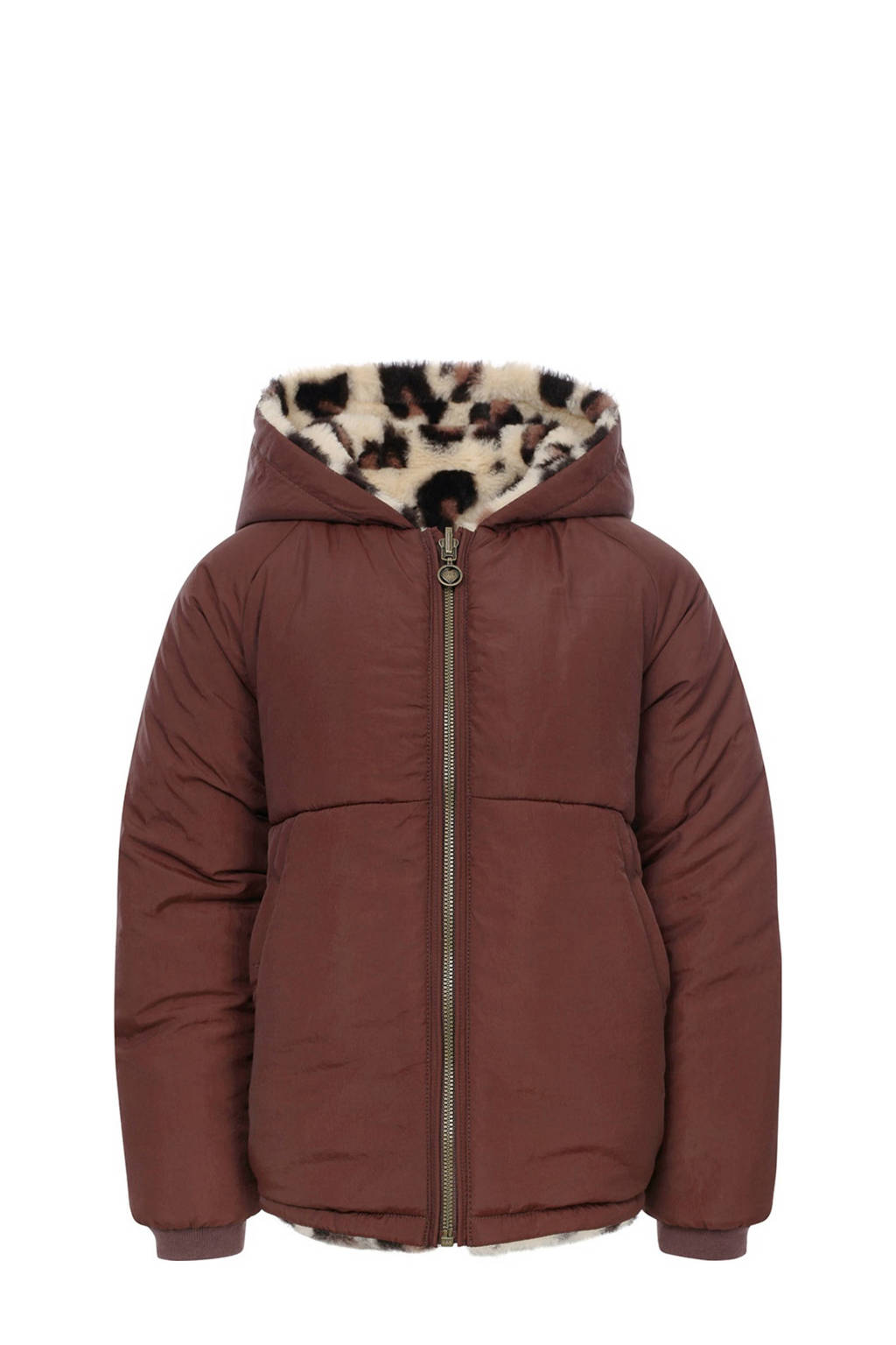 LOOXS reversibe winterjas met panterprint bruin/beige