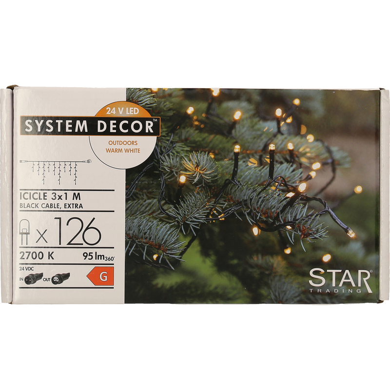 Star Trading System Decor LED-Lichterkette Icicle, 3 m, schwarz