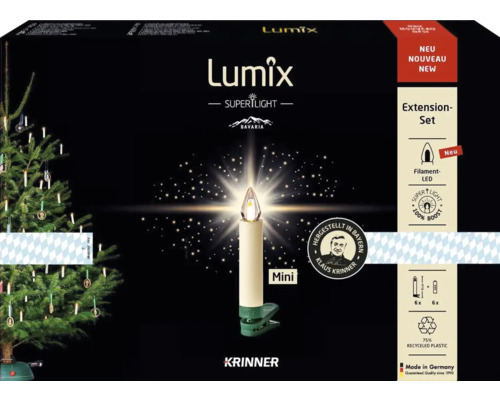 Lumix SuperLight Bavaria kerstboomkaars, verpakking van 6, lichtkleur warm wit