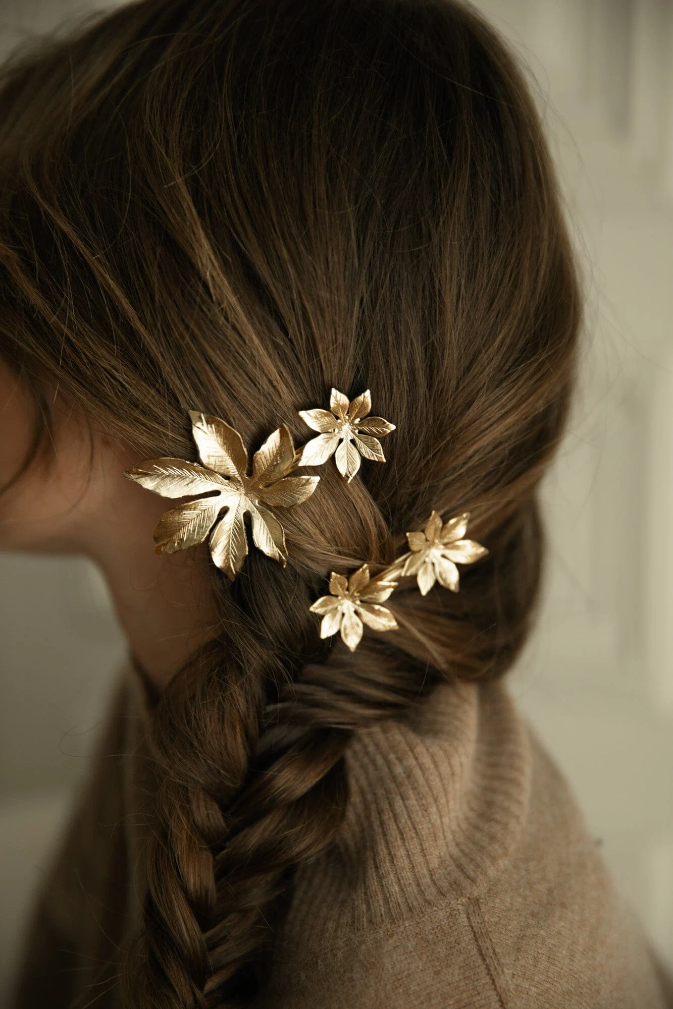 CHLORIS - Maxi barrette fleurs doré à l'or fin | Doré