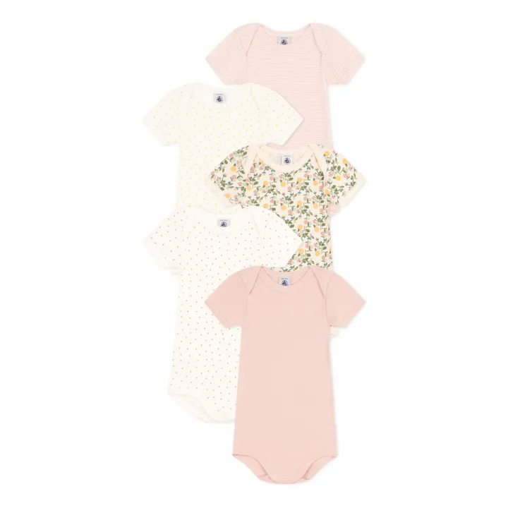 Petit Bateau Lot 5 Bodies Minibloom | Rose