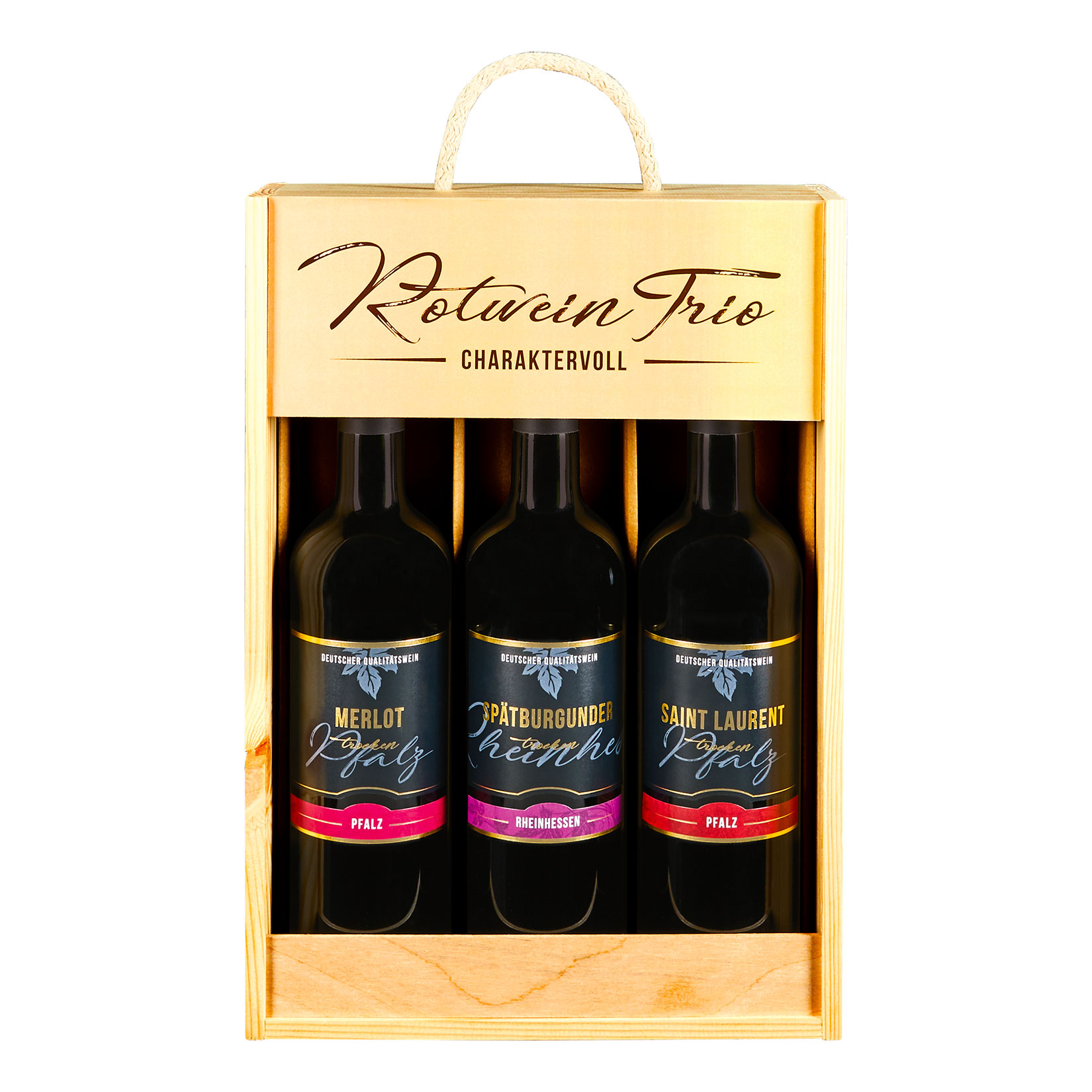 Geschenkholzkiste Rotwein Trio 11,0 - 13,0 % Vol 3 x 0,75 Liter