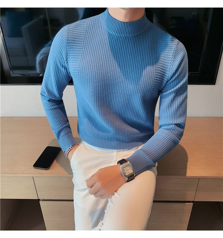 Nightbell - Effen gebreide top met lange mouwen en mockneck