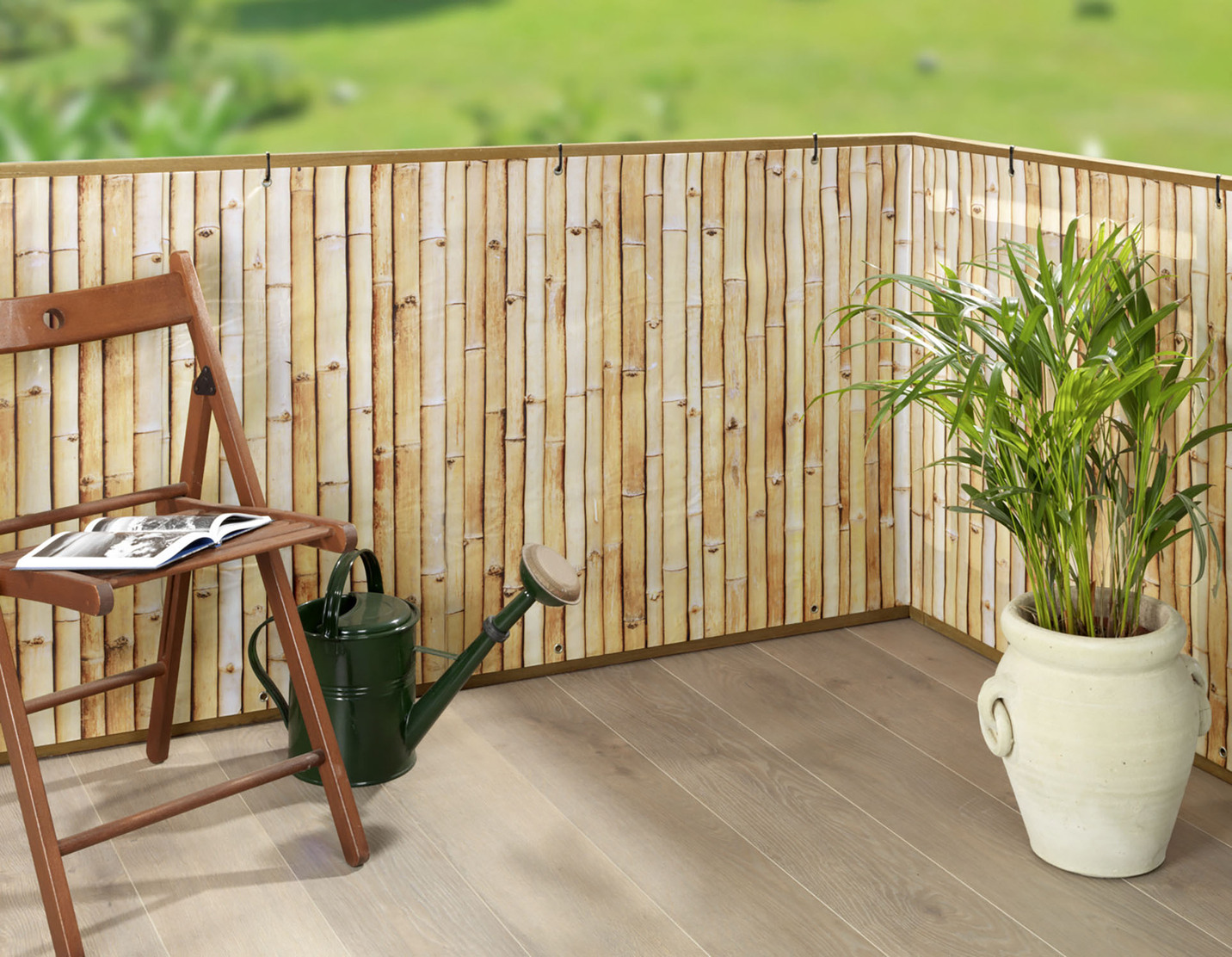 Balkon-Sichtschutz in Bambus-Optik