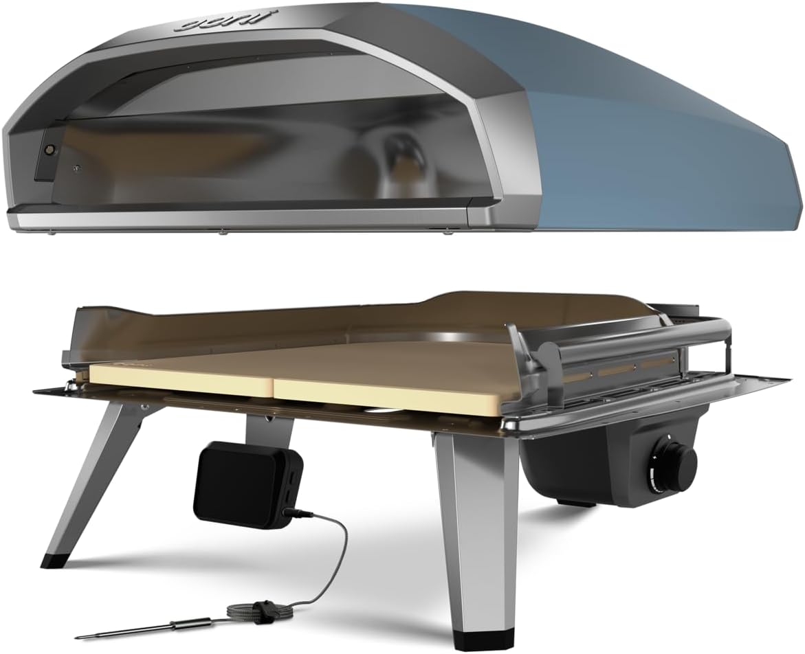 Ooni Koda 2 Pro 18' Gas Pizzaofen – Schieferblau – Pizzaofen Gas mit 2 Kochzonen – Kompakt & Tragbar Pizza Ofen – Perfekt für Neapolitanische Pizza in 60 Sekunden - (DE|AT- 50 mBar)