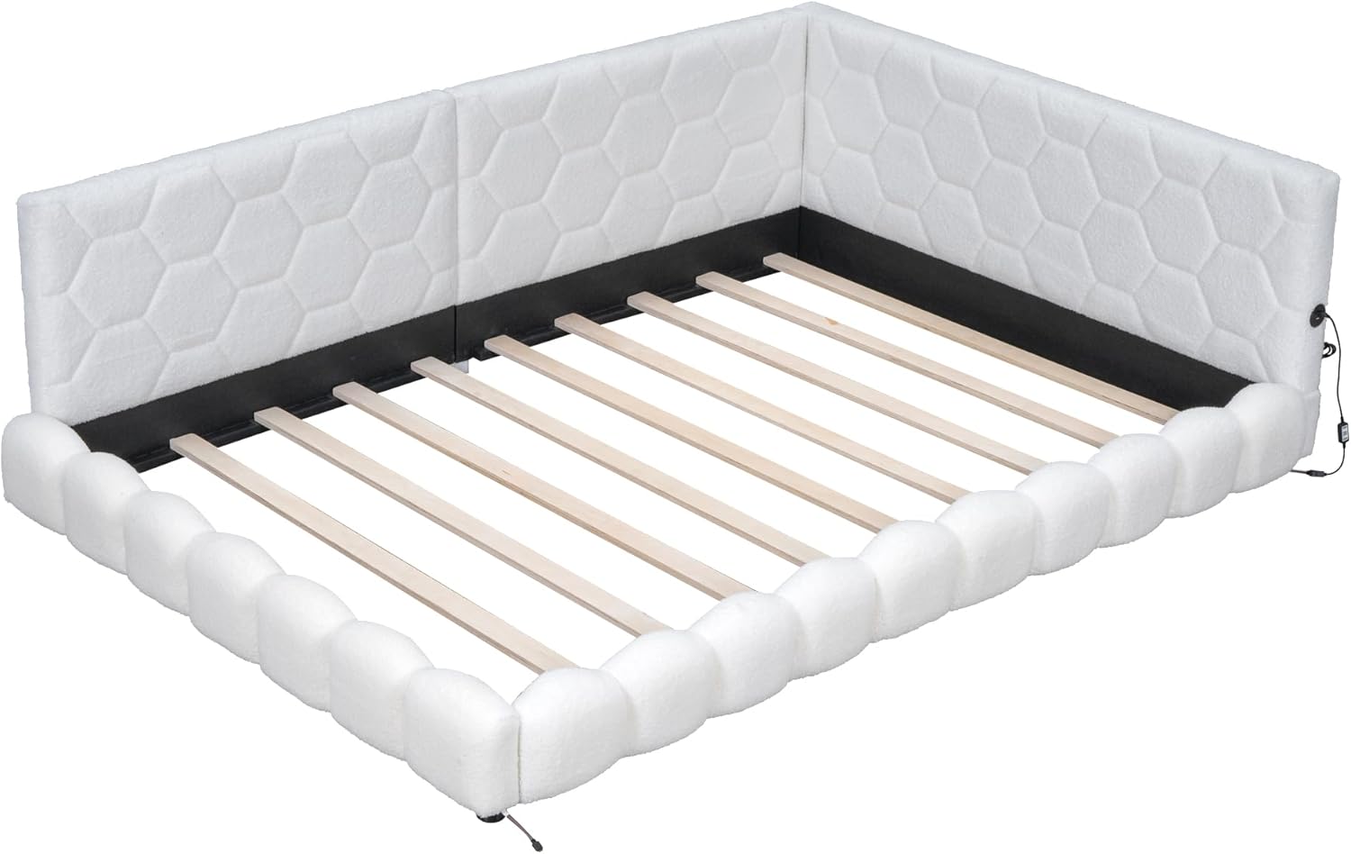 Merax 140x200cm Schlafsofa mit 16 Farben Umgebungslicht, USB-Anschluss - Weiß (ohne Matratze)