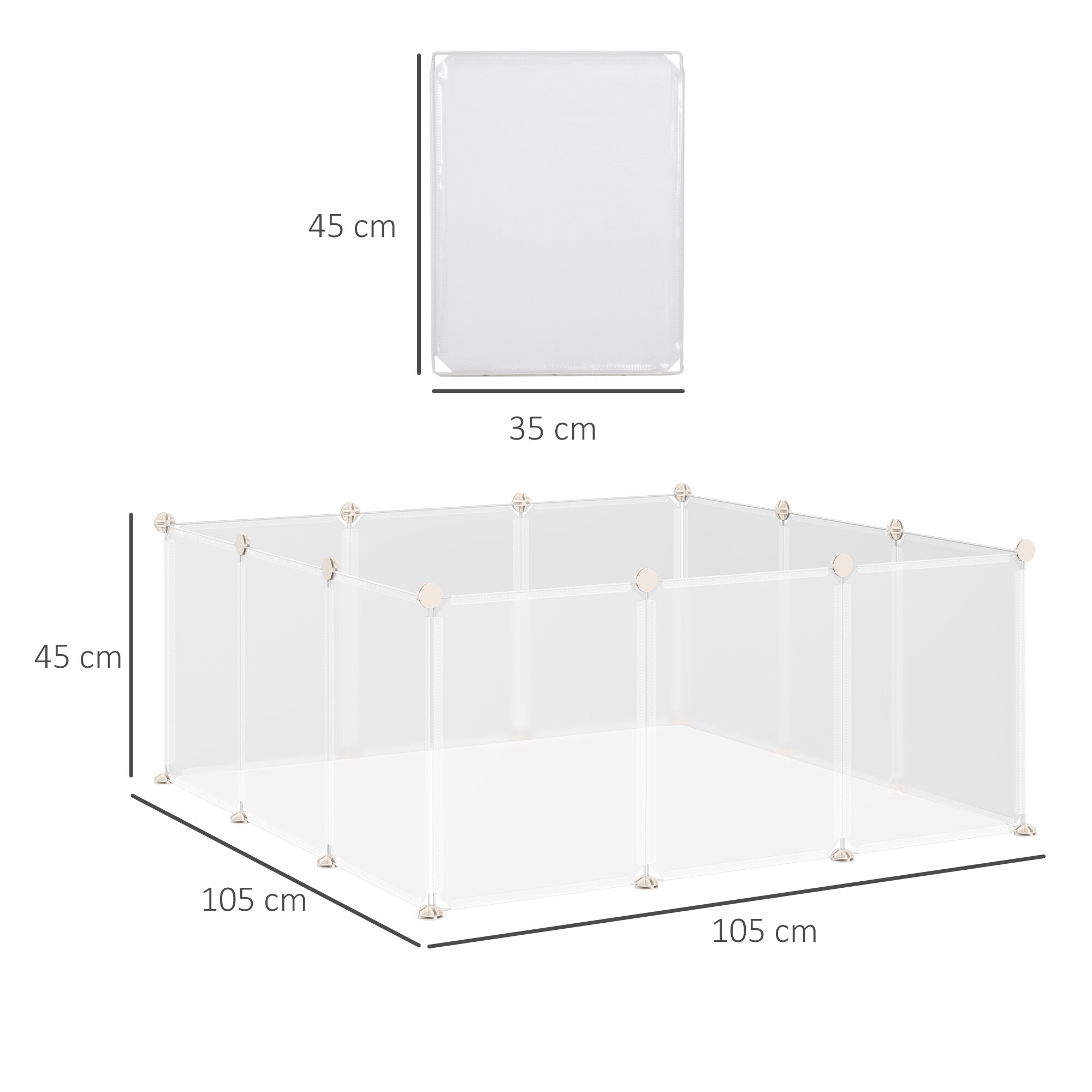 PawHut Laufgehege für kleine Haustiere weiß 105L x 105B x 45H cm