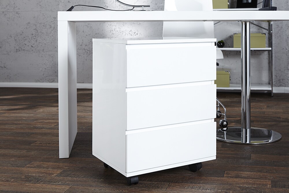riess-ambiente Rollcontainer BIG DEAL - 45cm weiß Hochglanz 3 Schubladen modern