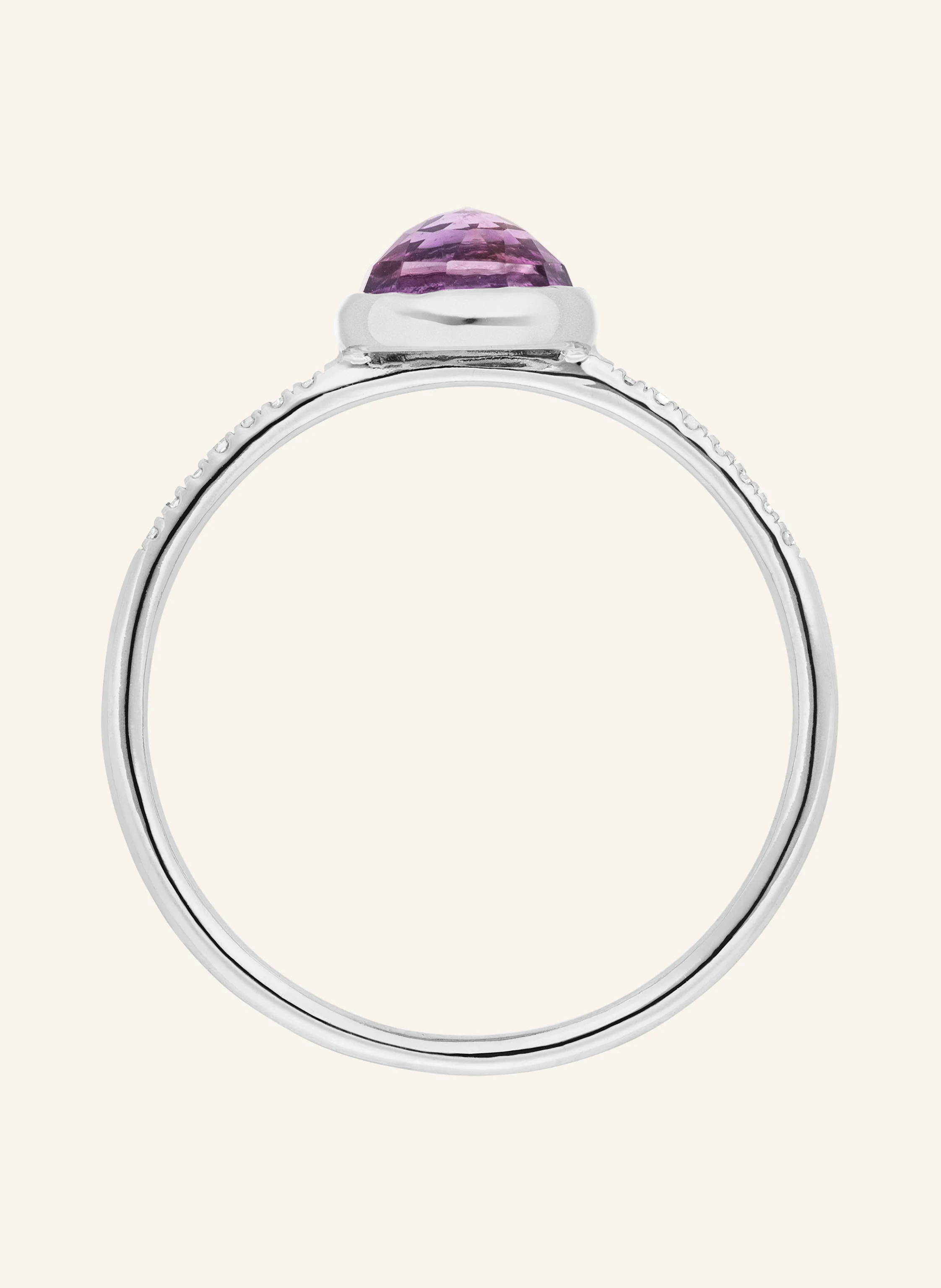 Leaf Ring AMETHYST aus 14 Karat Werißgold mit Diamanten