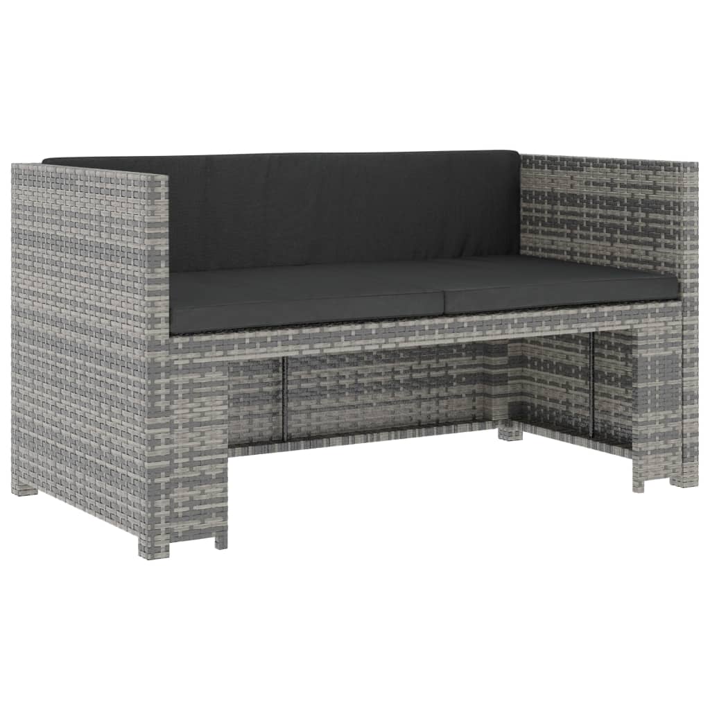 Salon de jardin meuble d'extérieur ensemble de mobilier 5 pièces avec coussins résine tressée gris
