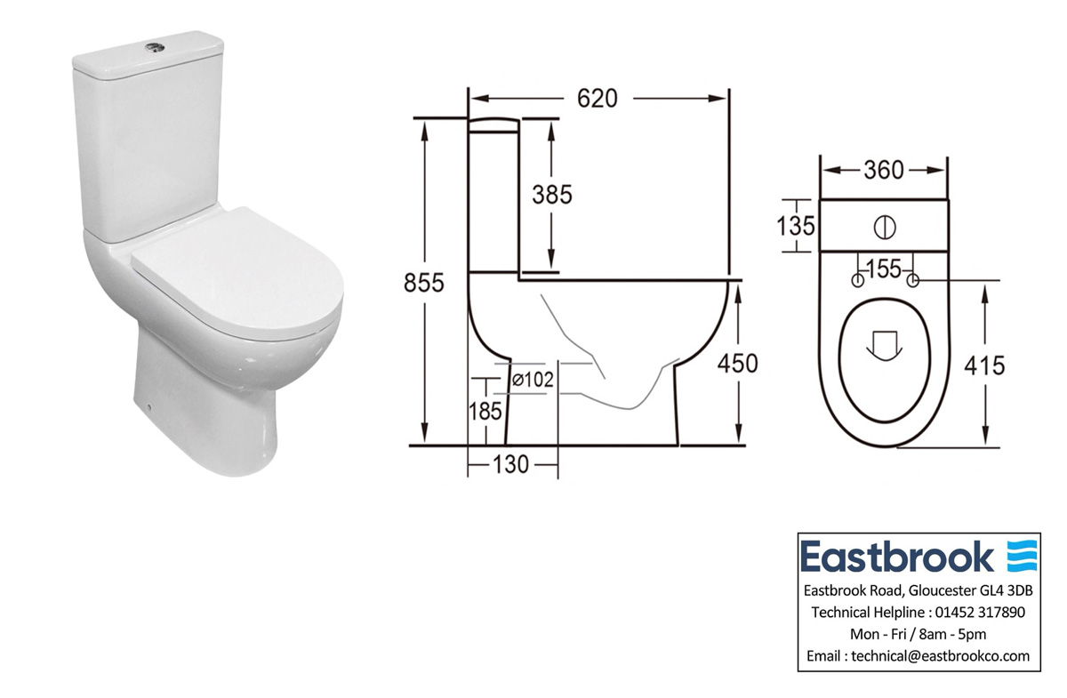 Eastbrook Osterley Comfort toiletpot met vortex spoeling wit glans