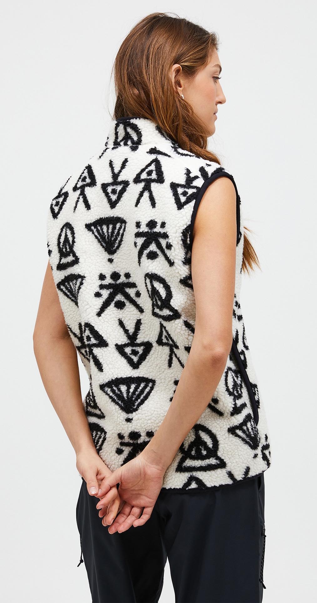 Graphic Pile Vest Dame Offwhite
