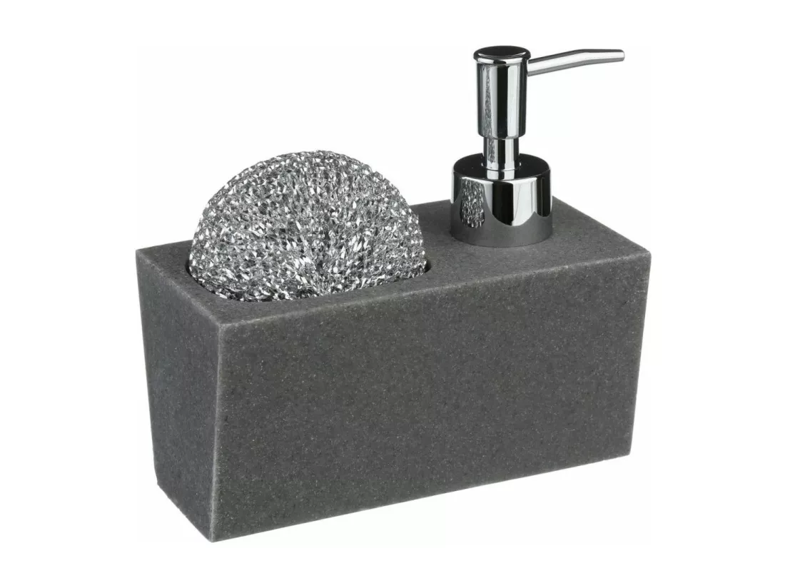 Distributeur de savon avec porte éponge - 17 cl - Imitation pierre