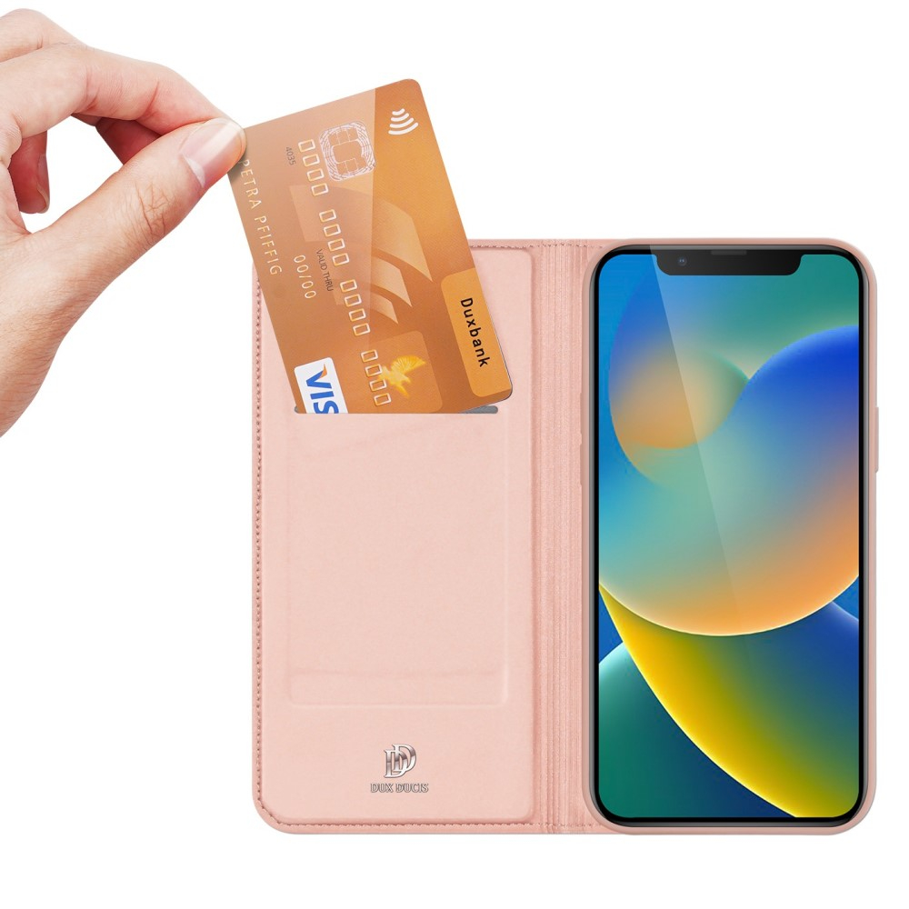 iPhone 14 Flip Wallet Cover Leder Tasche - Roségold