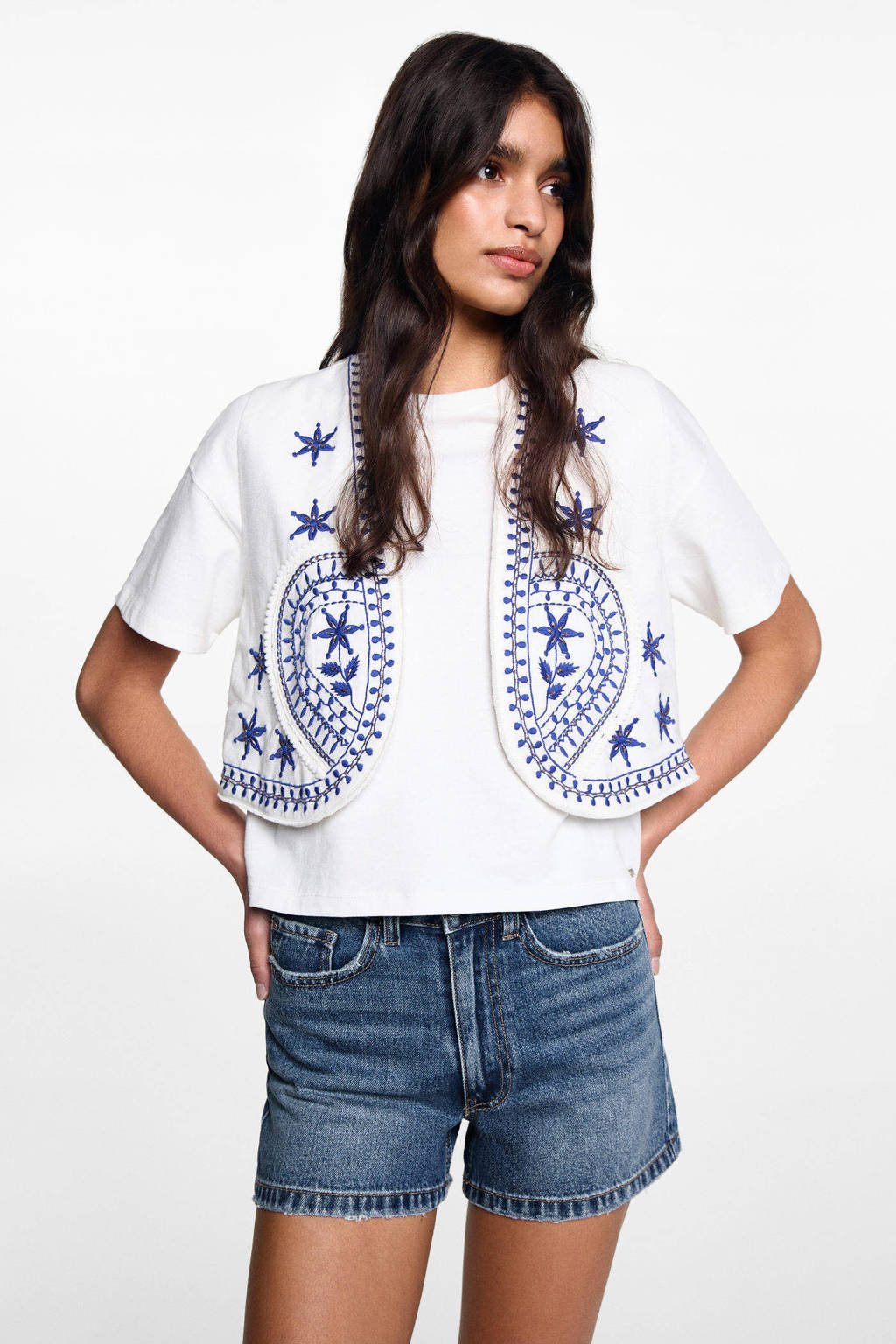 MANGO TEEN regular fit denim short changeant blauw