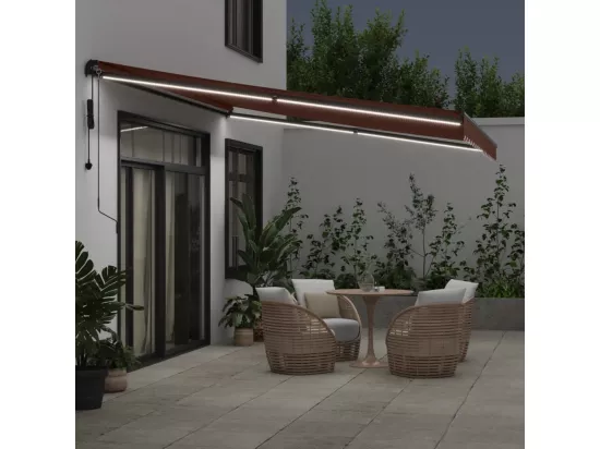 Auvent rétractable automatique avec LED marron 450x300 cm