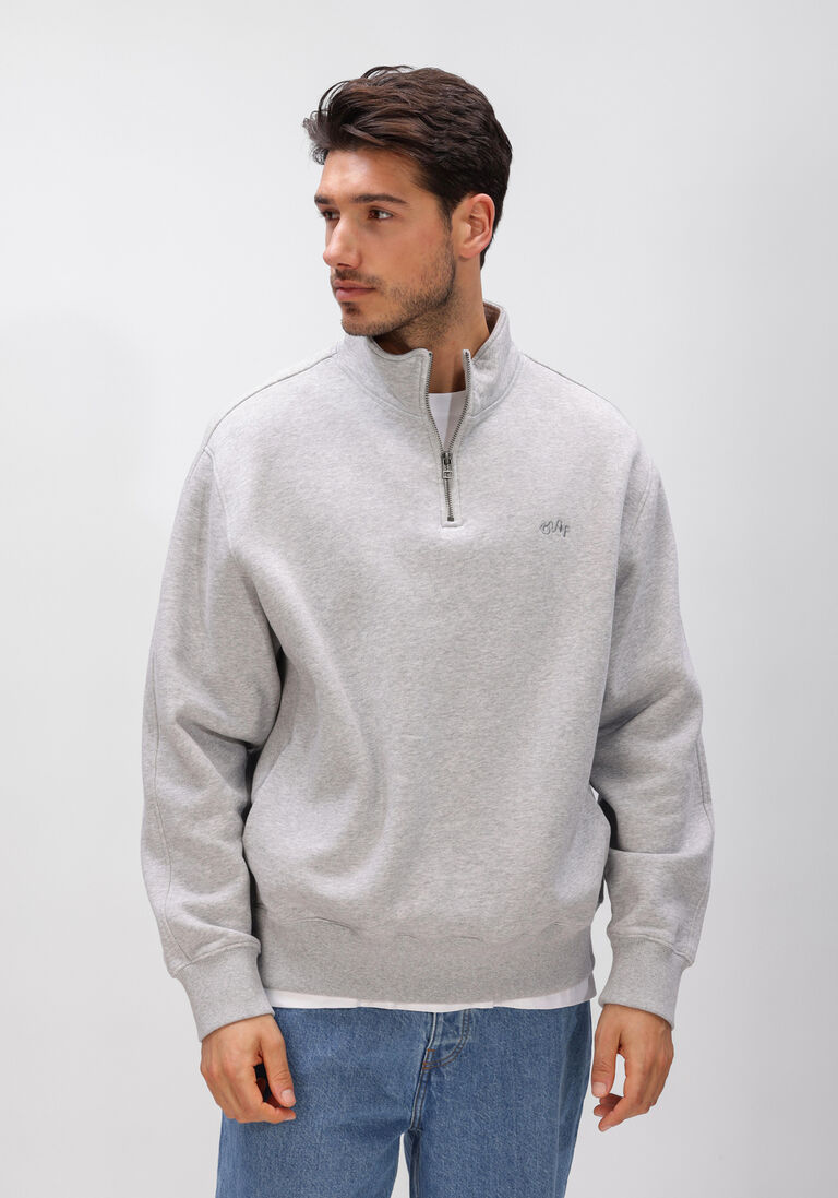 grijze olaf hussein trui signature zip mock