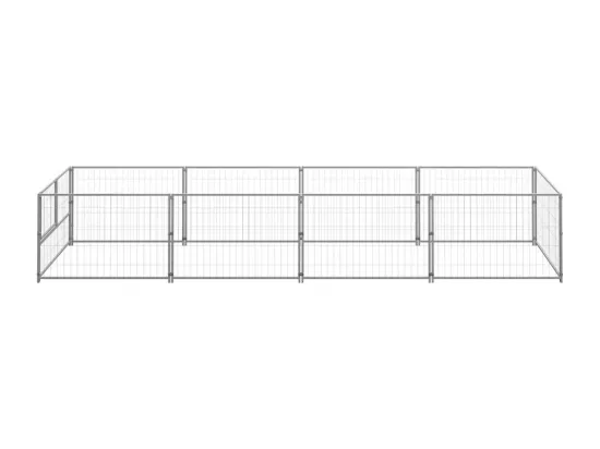 Chenil extérieur cage enclos argenté 400 x 100 x 70 cm 02_0000275
