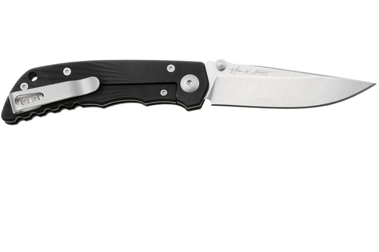 Spartan Harsey Folder 3.25 Talos II SFBL13BKSW, Stonewashed 154CM, Grey Starburst Aluminum zakmes