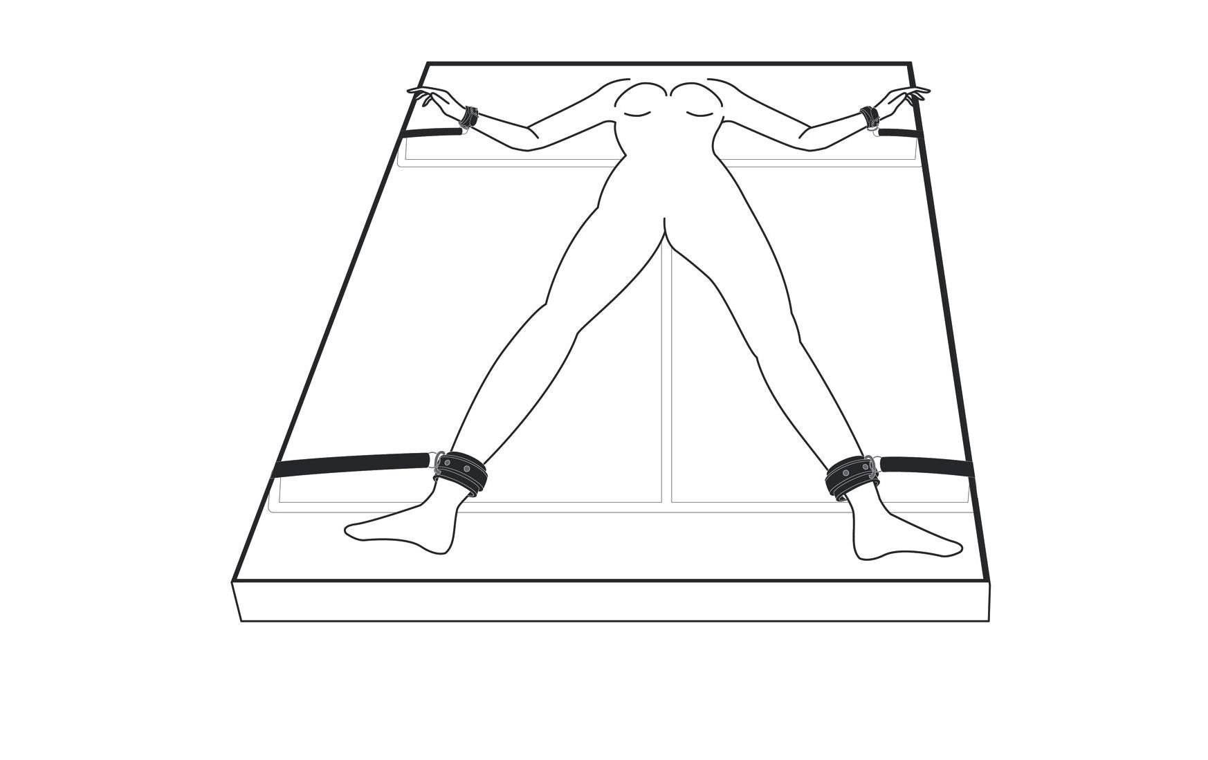 Under Mattress Restraint Set SchwarzStabiles Bondage-Set