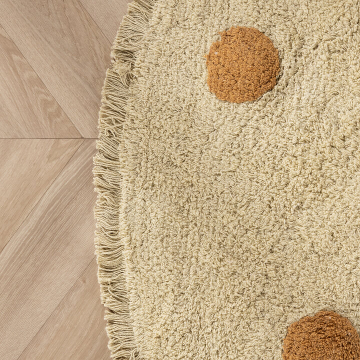 Rond Vloerkleed Kinderkamer - Lou Dots Geel