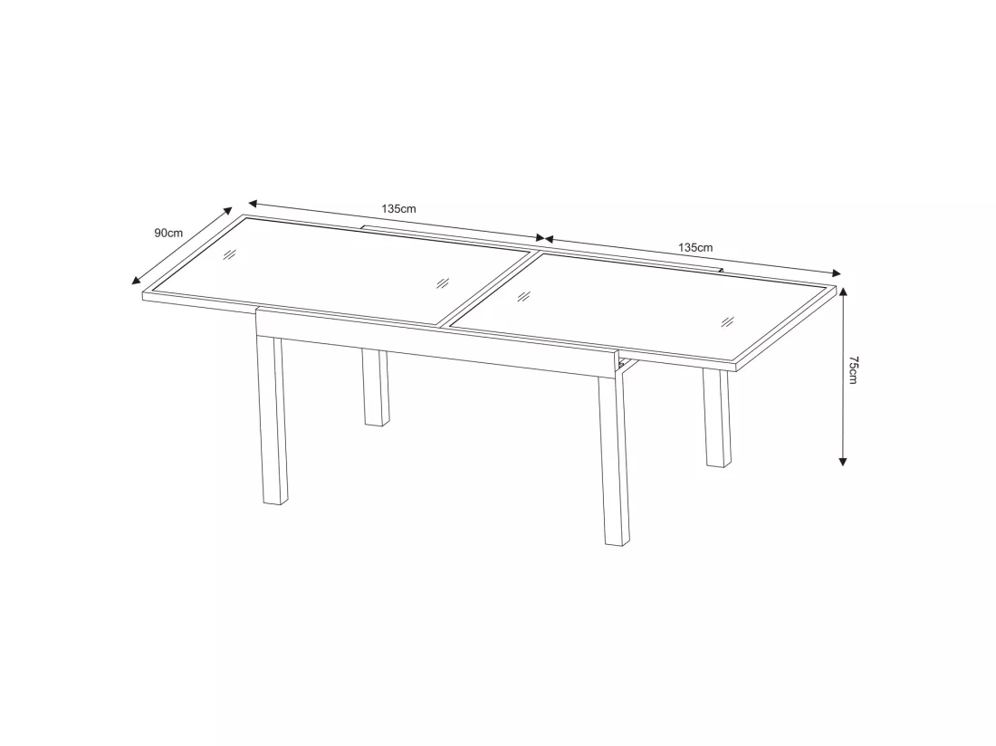 Table de jardin extensible aluminium 270cm + 8 fauteuils empilables textilène anthracite - LIO 8