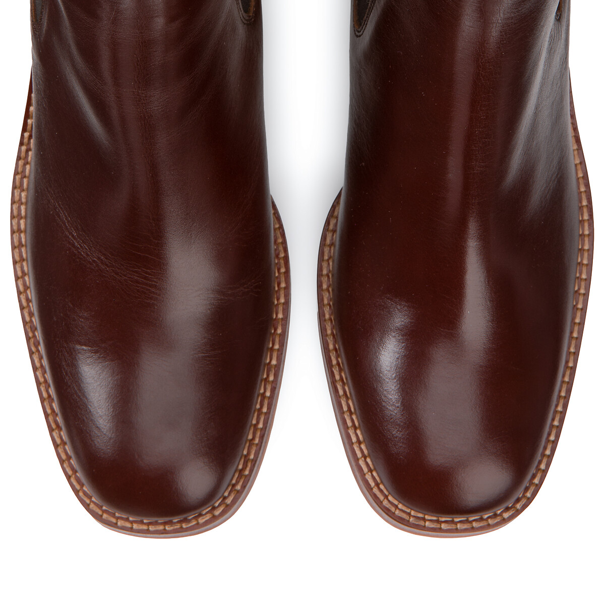 COLEÇÃO LA REDOUTE<br>Botas Chelsea de couro com salto largo