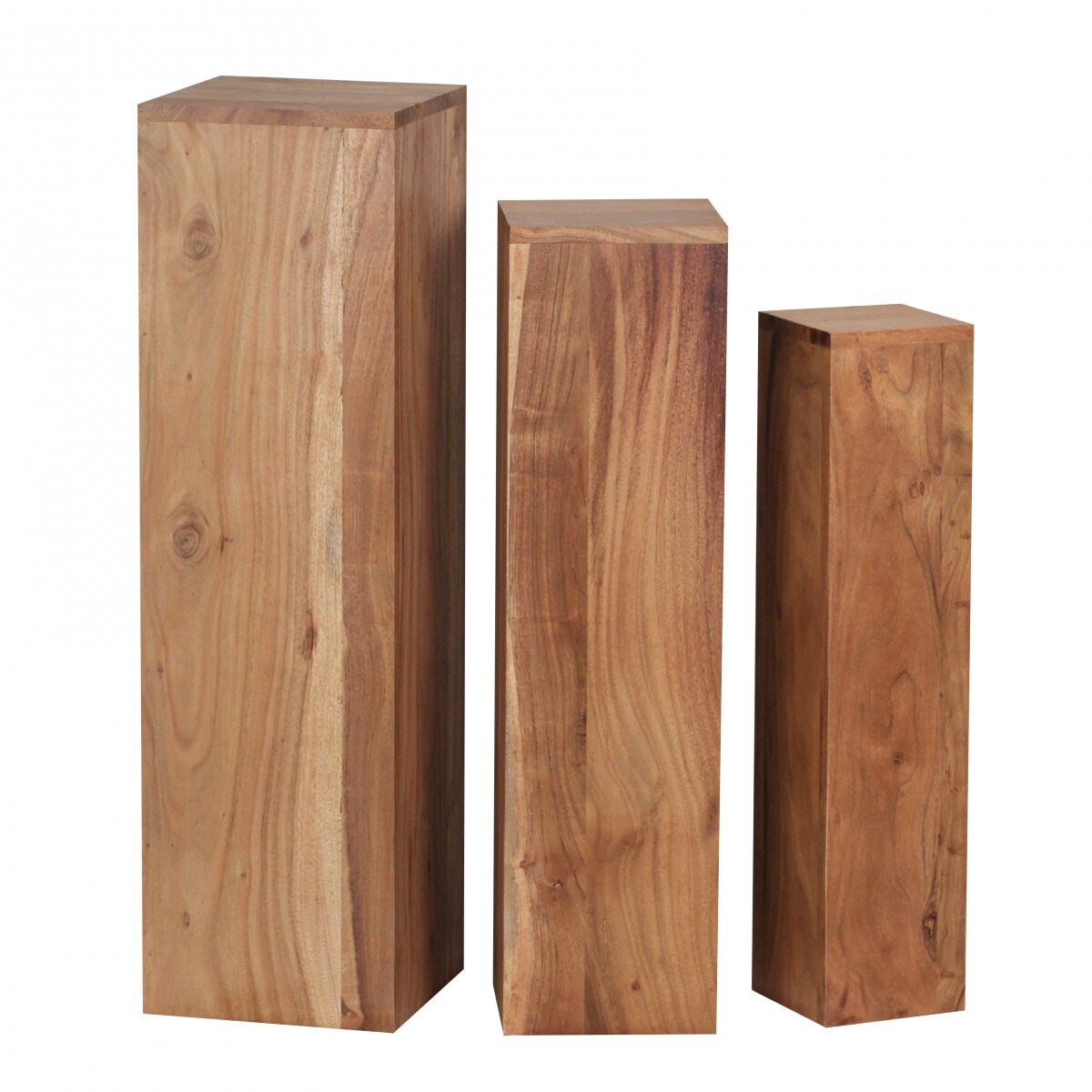 KADIMA DESIGN Beistelltisch-Sets Massivholz: 3-teilig, einzigartige Maserung, ineinander verstaubar