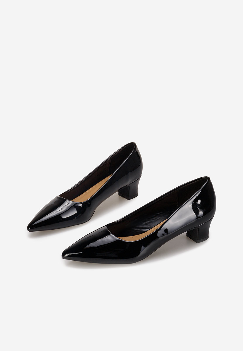 Chaussures vernies à talon épais noirs Ensa