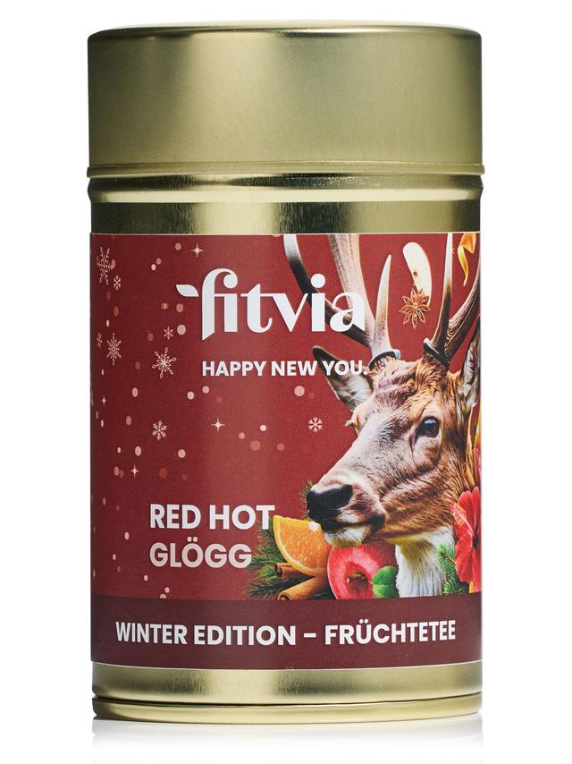 Fruchtglüh Tee Set mit Glühwein Tee, Thermoflasche, Tee-Ei und Teelöffel, 4-teilig