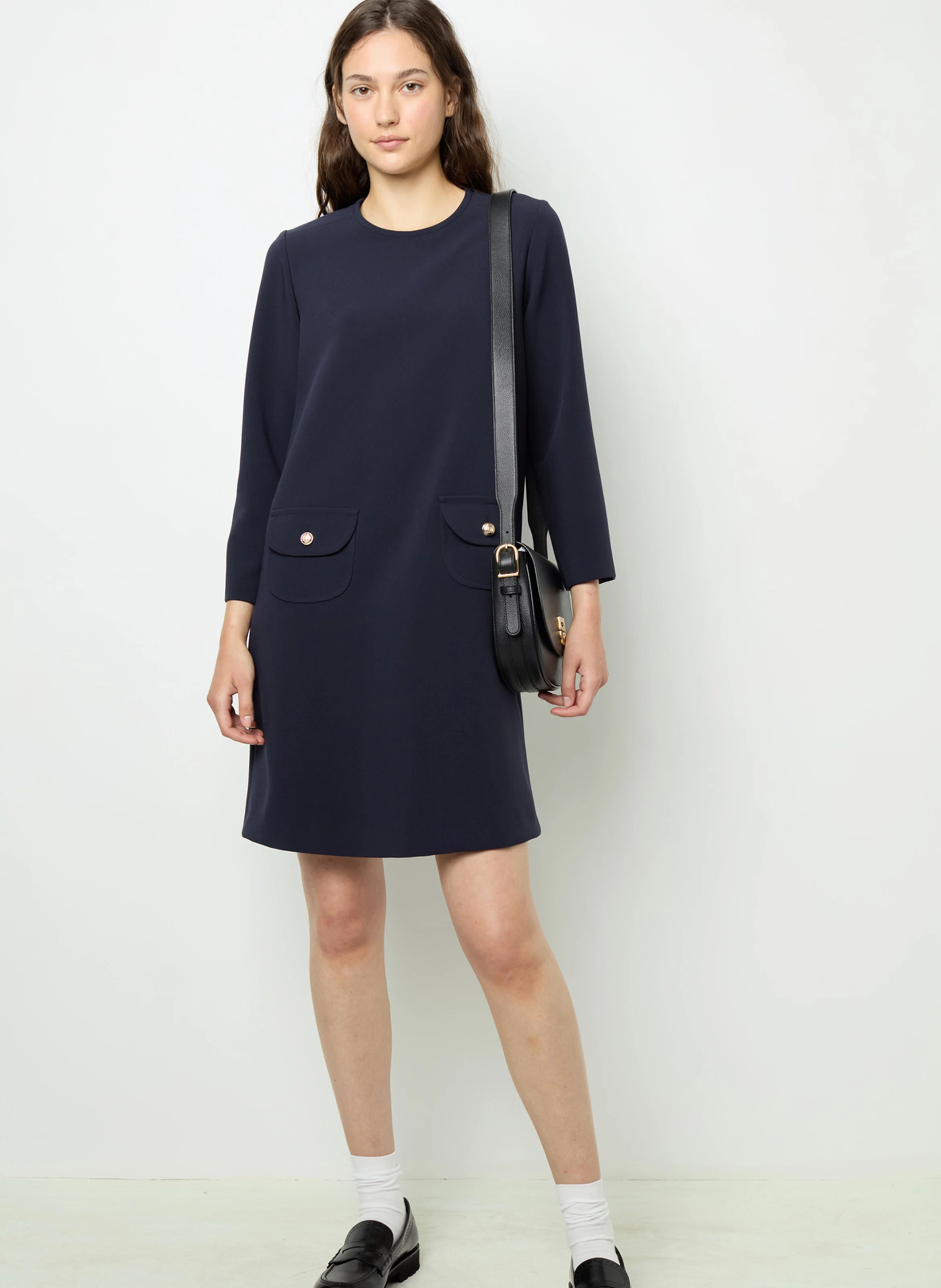 STELLA - Robe courte col rond| Bleu