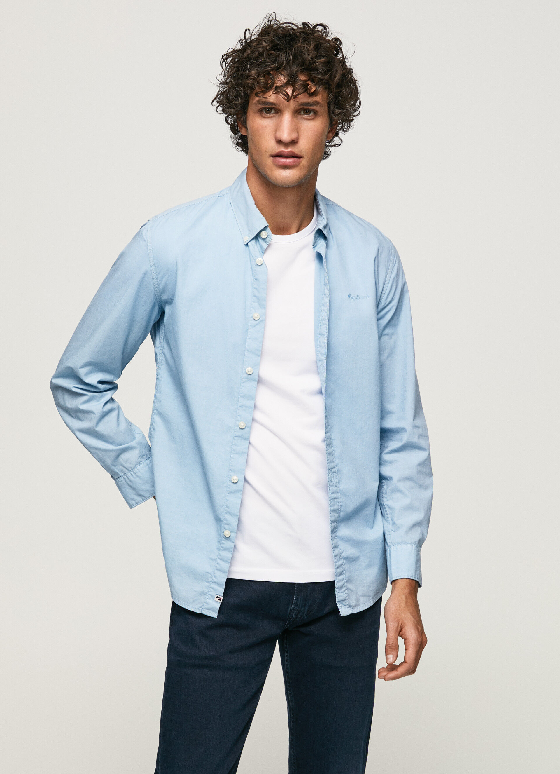 Camisa PEYTON FIT SLIM POPLIN - azul claro