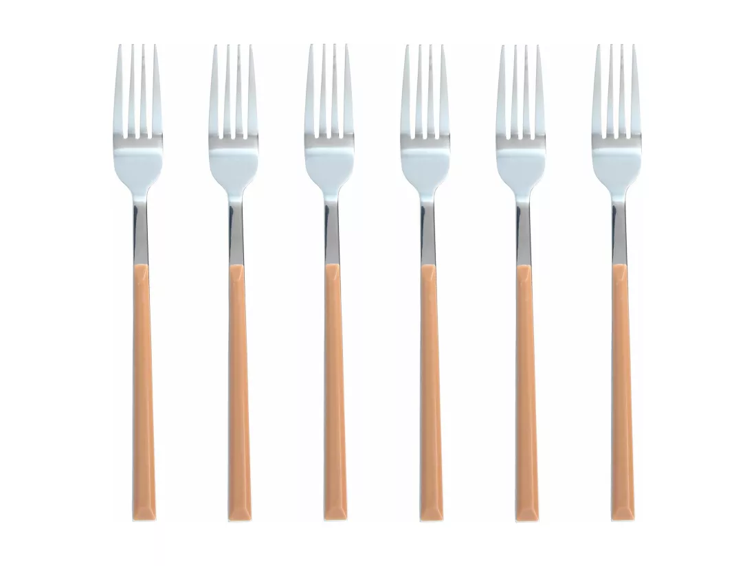 Novastyl - Lot 6 Fourchettes Table Colorama 21cm En Acier Inoxydable Noisette