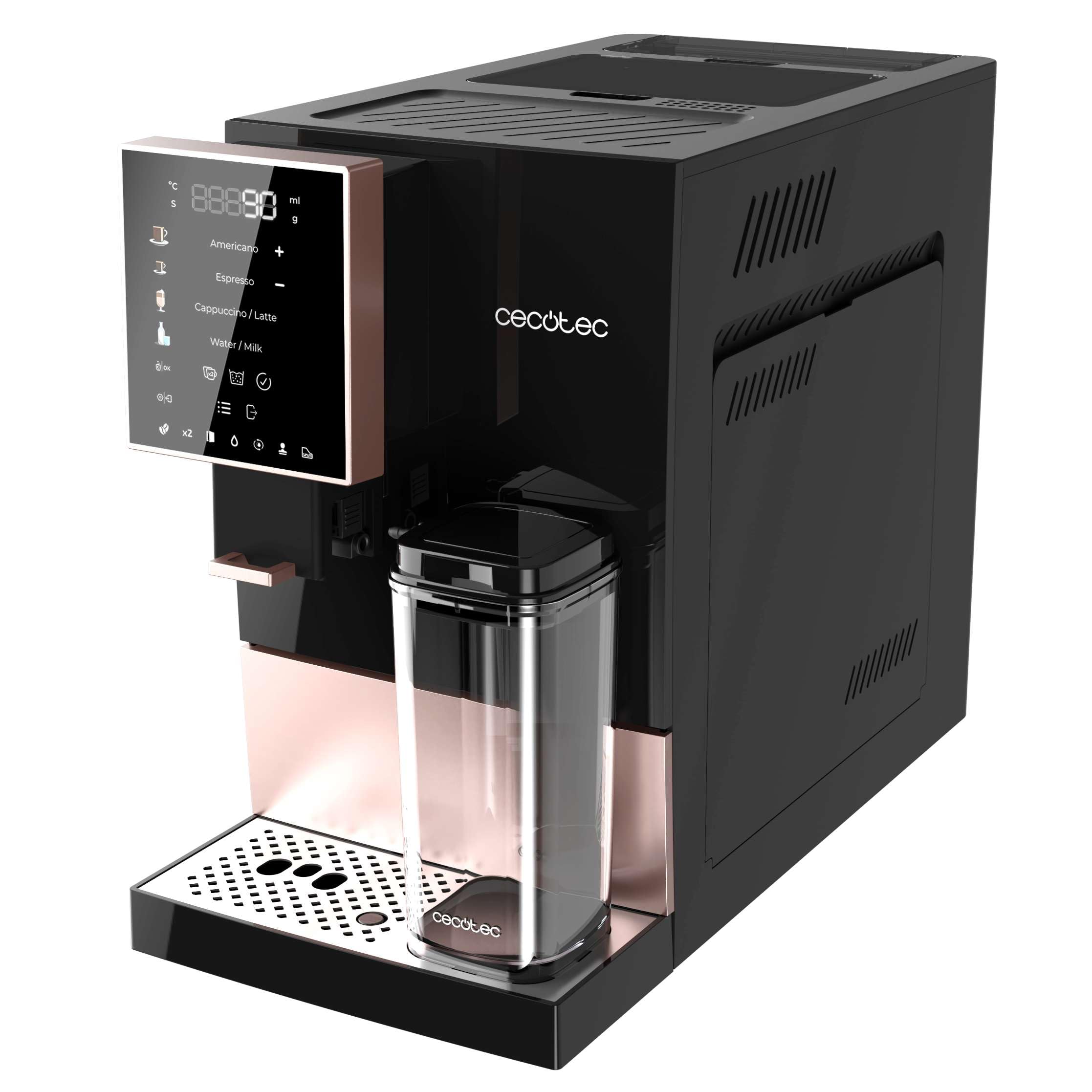 Cecotec Machine a Cafe Grain Cremmaet Compactccino Black Rose.19 barres,Thermoblock, Grains de café fraîchement moulus avec Plug&Play,Réservoir de caf