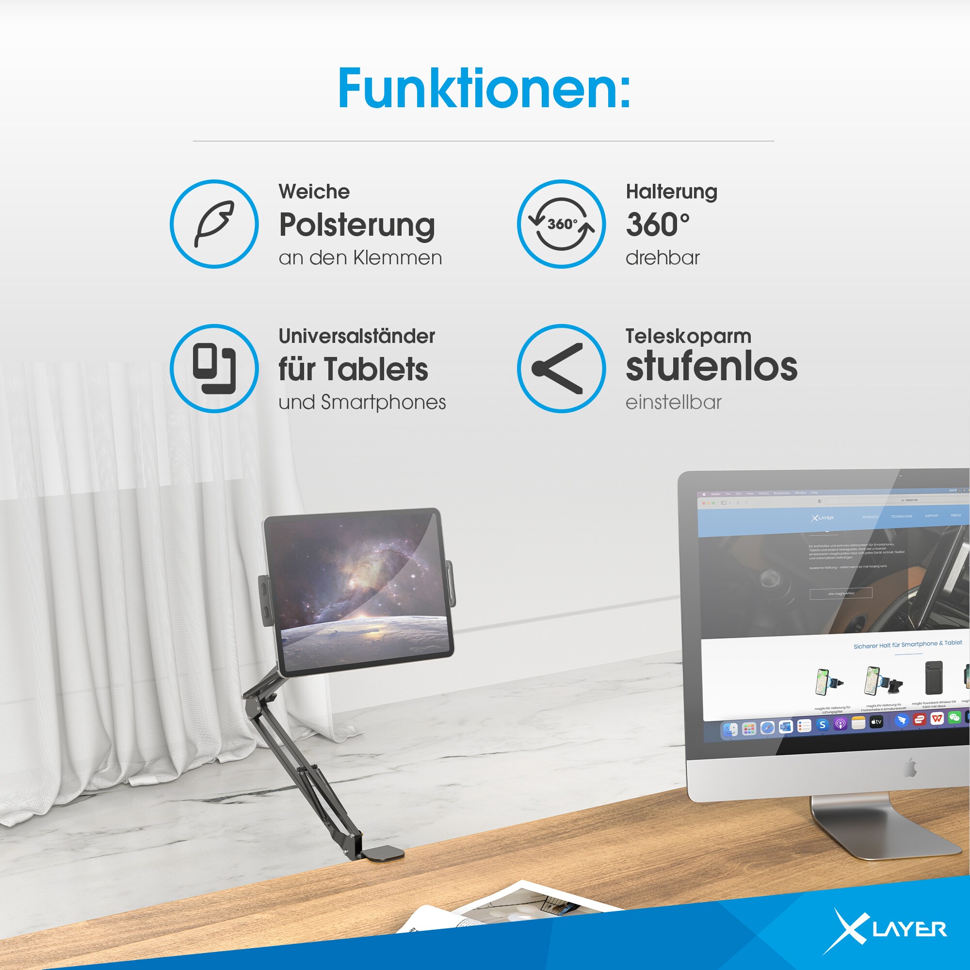 Xlayer MOUNTS XLayer Tablet-Halterung mit Schwenkarm Black