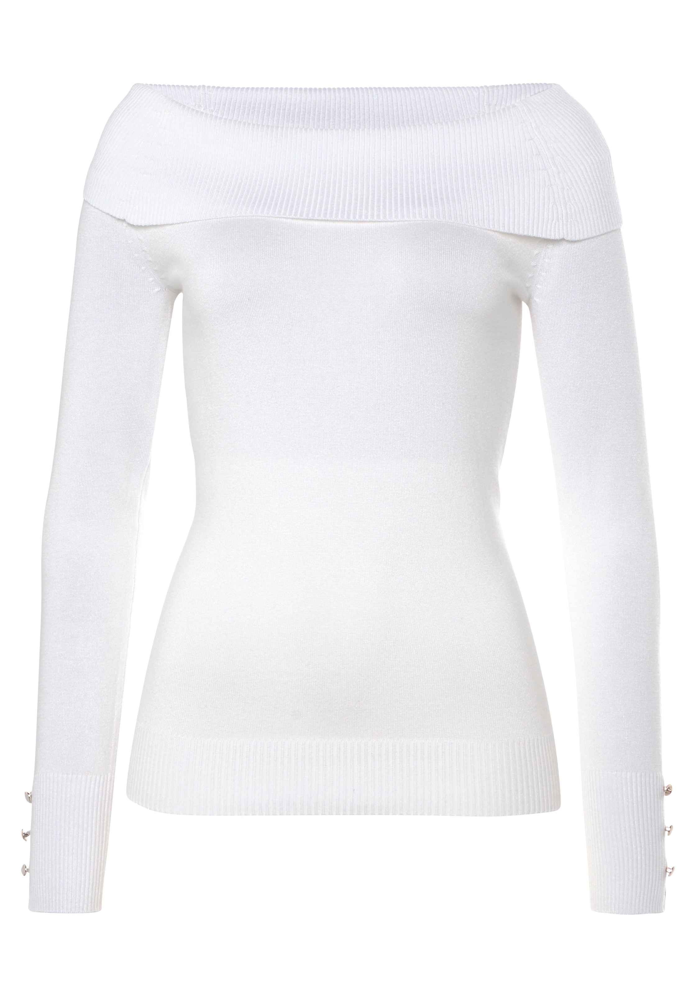 Melrose Carmenpullover , mit Zierknöpfen in femininem Schnitt