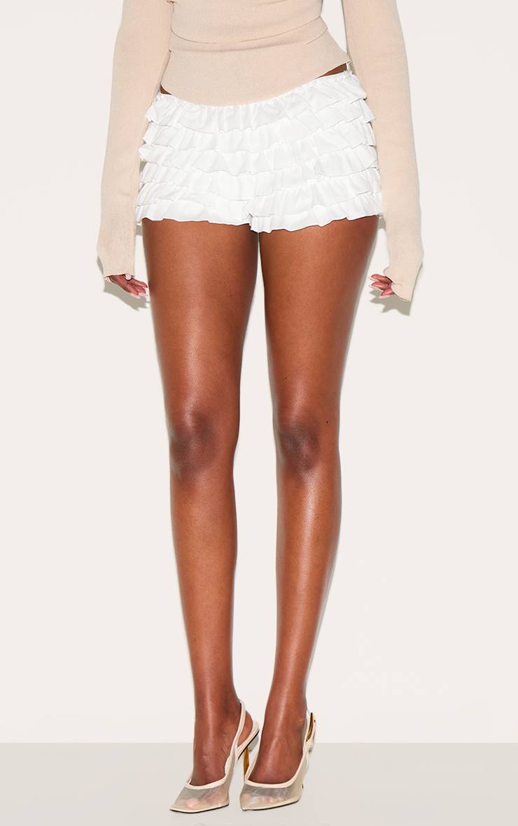Blanc Short Bloomer À Volants Extrêmes