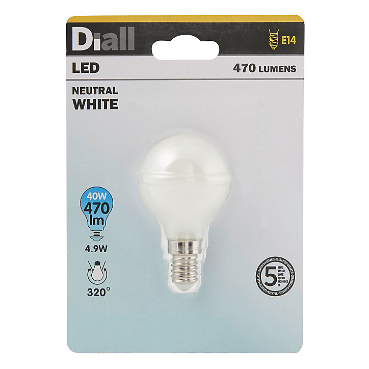 Ampoule LED Diall mini globe E14 5,5W=42W blanc neutre