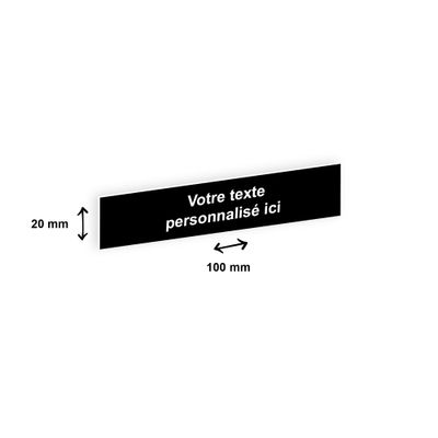 Plaque boîte à lettres personnalisée avec votre texte - 100 x 20 mm - noire - adhésivée prête à poser