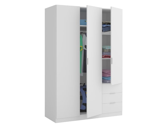 TERRE DE NUIT - Armoire 3 portes et 3 tiroirs blanc