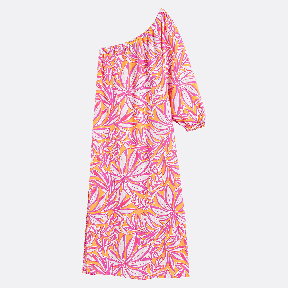 COLEÇÕES LA REDOUTE<br>Vestido longo assimétrico com mangas compridas, estampado