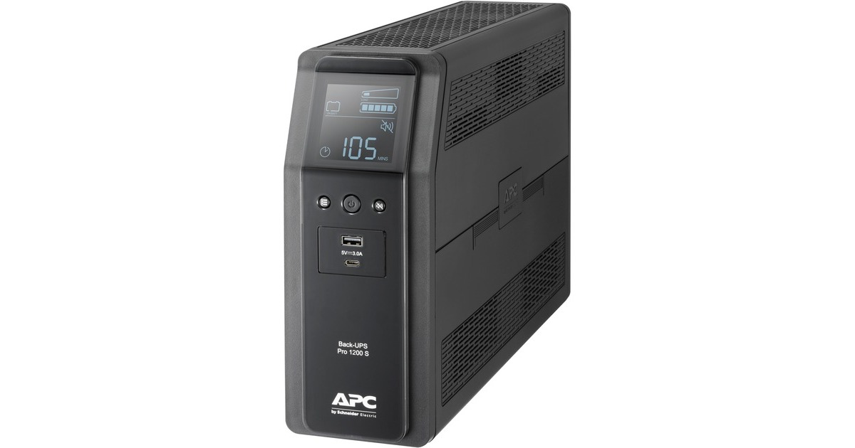APCBack-UPS PRO BR1200SI - Noodstroomvoeding ups  (Zwart, 8x C13 uitgang, 2x USB lader (type A & C), 1200VA, USB dataport)