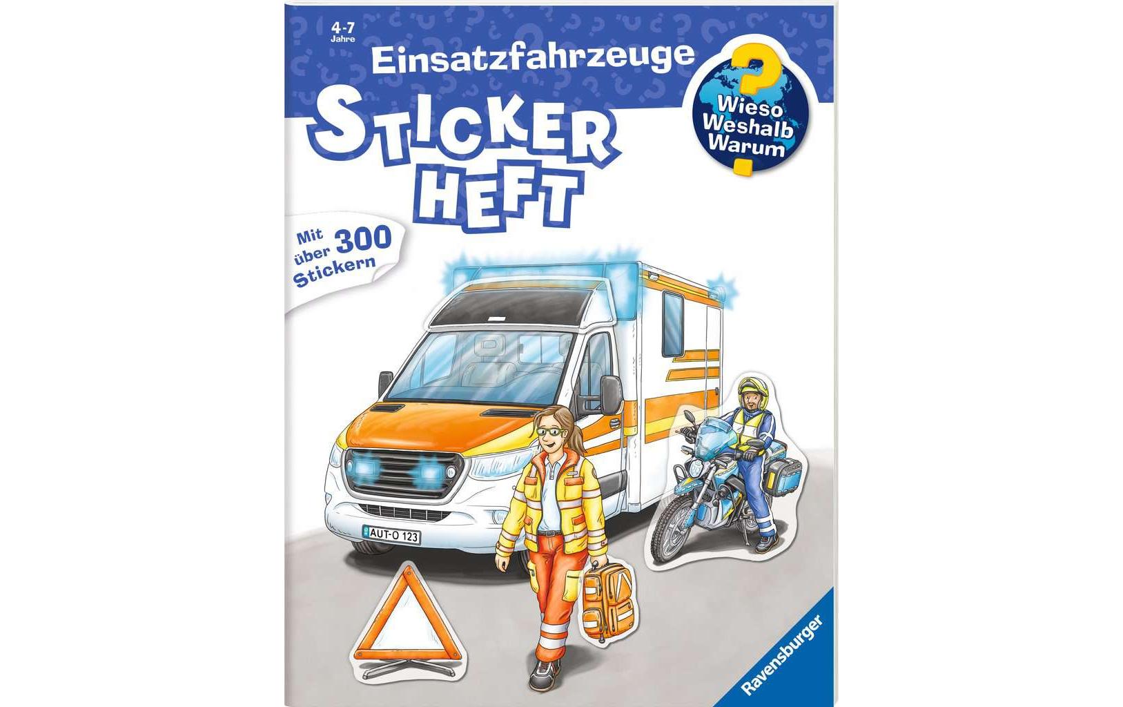 Kinder-Sachbuch WWW Stickerheft: EinsatzfahrzeugeStickern mit vollem Einsatz