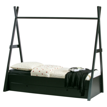 Bedlade Joep grenen zwart