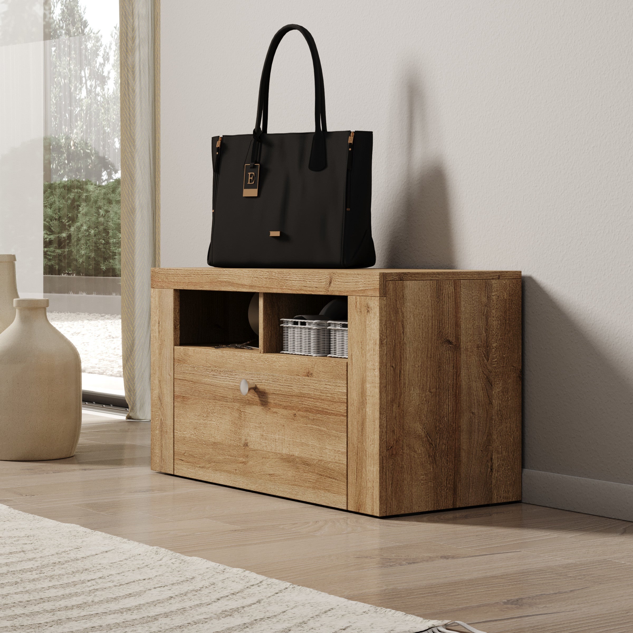 Meubella - Schoenenkast Linford - Eiken - 84 cm