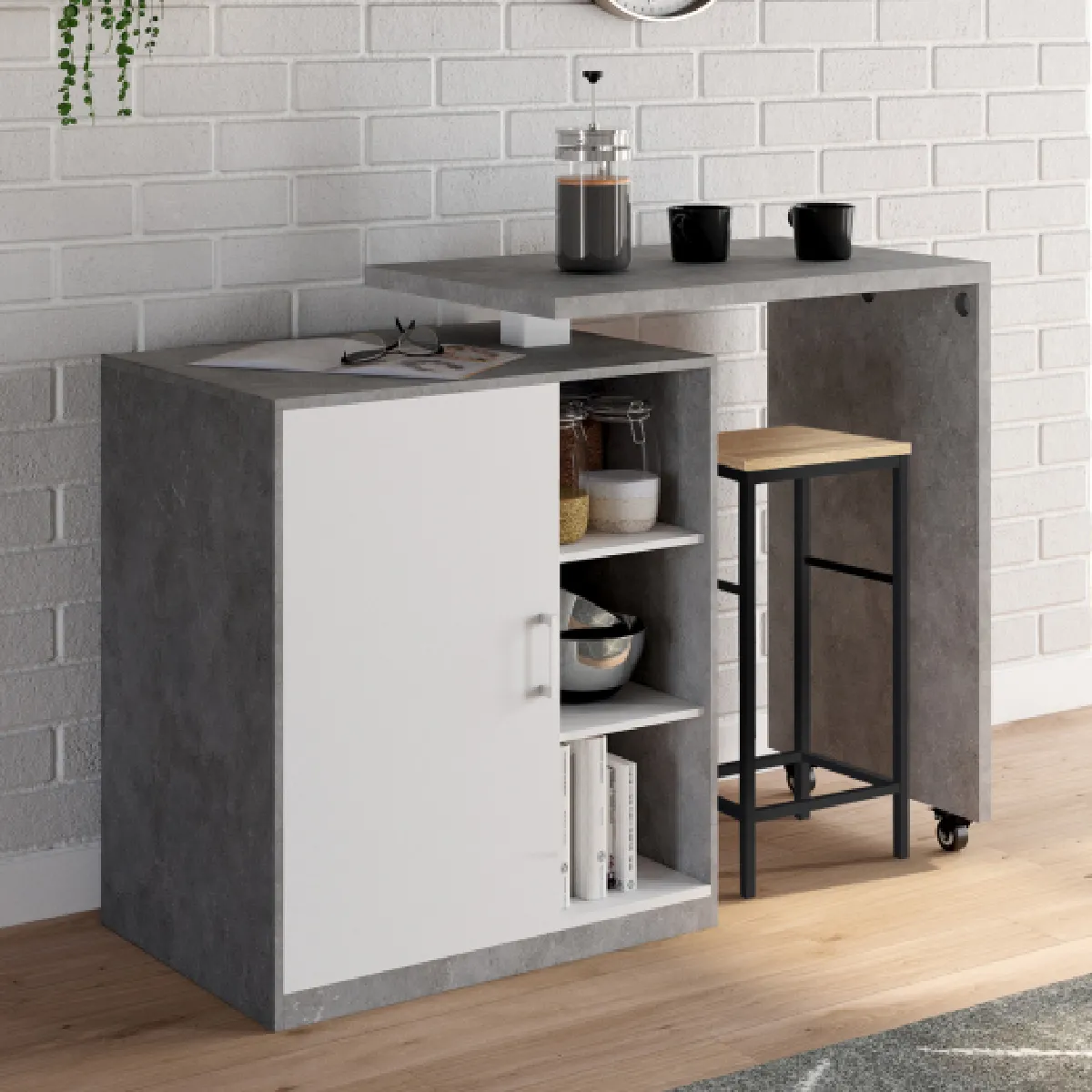 Idmarket Îlot Polo - Béton/Blanc