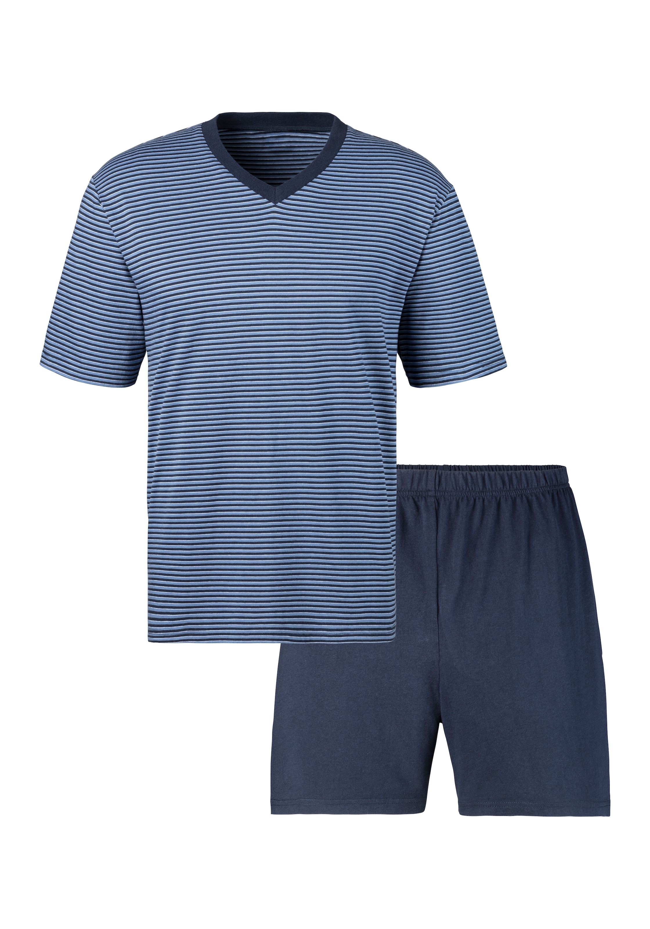 le jogger® Pyjama Packung, 2 Stück, 4 tlg. Schlafanzug mit garngefärbtem Streifen