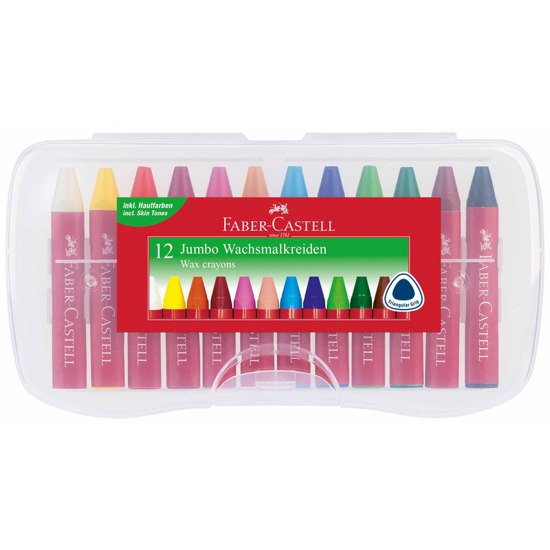 Faber-Castell Wachsmalstifte Jumbo, 12 Stück, assortiert