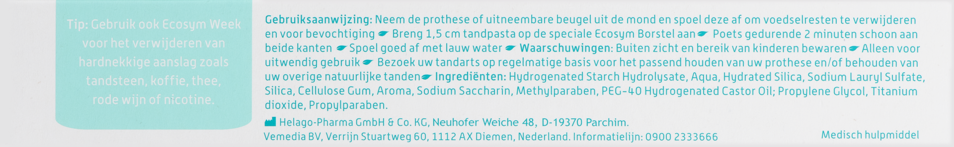 Ecosym Tandpasta voor gebitsprothese (75 ml)
