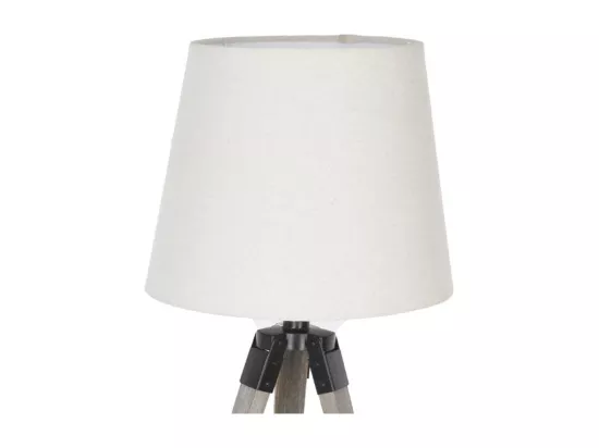 Lampe Trépied en Bois et Abat-jour Ivoire H 58 cm